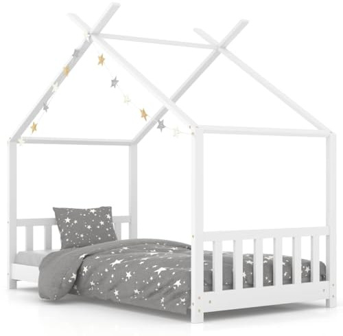 vidaXL Kids Bed Frame White Solid Pine Wood 70x140 cm