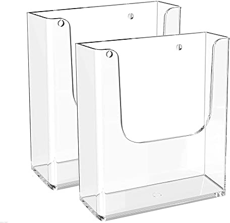 Niciksty 2 Soporte Folletos de Acrílico Transparente A4 para Pared o Mesa – Soporte para Folletos, Menú, Revistas, Panfletos y Volantes