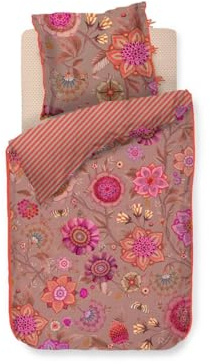 Pip Studio Bettwäsche Viva La Vida Pink Perkal Blüten Schmetterlinge Früchte Beeren Blätter, Größe:135 cm x 200 cm
