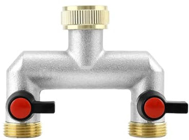 QWORK® Robinet Double Sortie - Adaptateur Tuyau Arrosage 3/4 pour Jardin, Distributeur pour la Maison, la Cuisine
