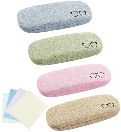 4 Pezzi Custodia Occhiali Rigida da Sole,Con Panno Per La Pulizia Degli Occhiali, Custodia Portatile Occhiali, per Occhiali da Sole, Occhiali da Lettura, Occhiali per Miopi (colore 3)