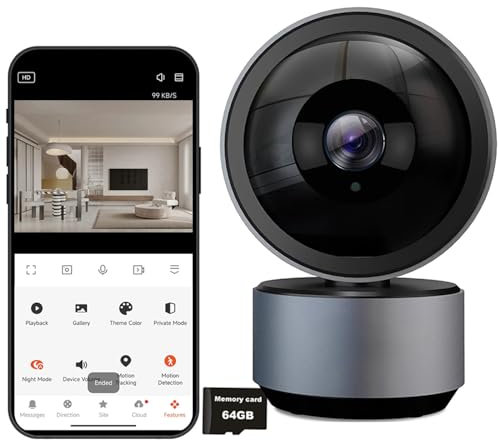 PEGATISAN 2MP Caméra Surveillance Tuya Smart Life WiFi Intérieure Caméra Connectée Smartphone avec Détection Humaine AI Suivi Intelligent Sirène Audio Bidirectionnel pour Bébé/Animaux