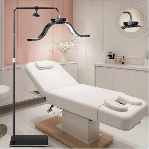 Lampada per Extension Ciglia con Supporto per Telefono, Tatuatore, Onicotecnica – Luce Anulare LED Fredda-Luce Calda con Luminosità e Altezza Regolabili