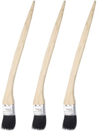 QUARKZMAN 3Pcs Pincel Radiador Curvado 1.5 Ancho Pinceles de Pintura de Pared Curvados con Cerdas Suaves y Mango de Madera Largo para Pintar Tratamientos de Pared DIY