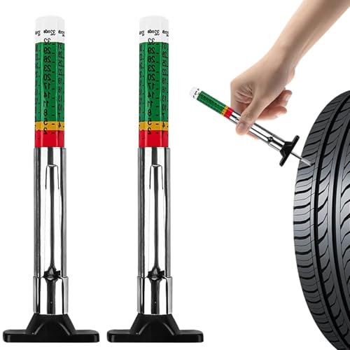 2 PCS Tyre Tread Depth Gauge Uk Tyre Depth Gauge, Tire Tread Depth Gauges For Car Color-Coded Car Tire Metric Accurate Measurement Tool 0-32NDS/0-25mm Range,tire Gauge for Various Vehicles