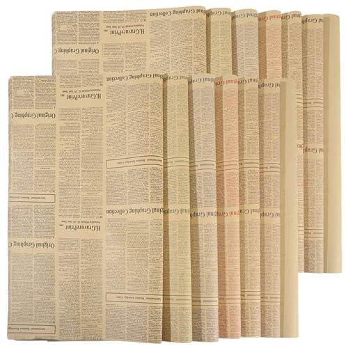 Beavorty Papel De Floral Hojas De Periódico Antiguas Envoltura De Libros Para Embalaje De