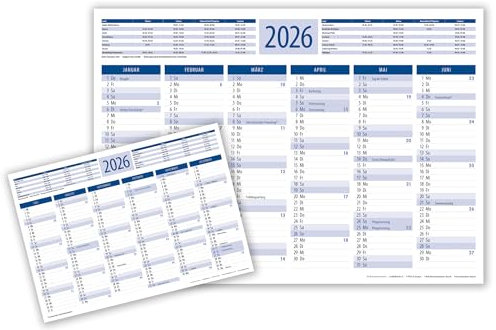 Tafelkalender 2026 (3 Stück in blau)
