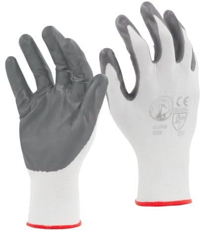 STI Guanti da lavoro Spalmati in Nitrile Bianco Grigio 7 S 1 Paio