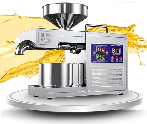 Lissontine Upgraded Automatic Oil Press Machine, Electric Essential Oil Proponer Stainless Steel Oil Squeezer Machine Cold/Hot Oil Expellerr Press for Commercial Home Use Rapeseed Home820W