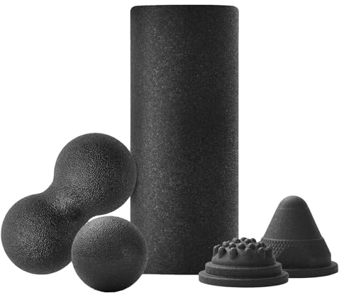 Juego de rodillos de fascia - Set de ejercicios para entrenamiento de piernas - Masajeador muscular portátil para hombres y mujeres deportistas en casa, yoga, pilates, gimnasio, piernas, entrenamiento