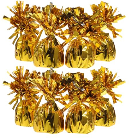 DECORNIJIA Pesas Metálicas para Globos de Gas 8 Piezas Doradas Soportes Sólidos para Globos Accesorios para Decoración de Fiestas Cumpleaños Bodas y Eventos Obsequios