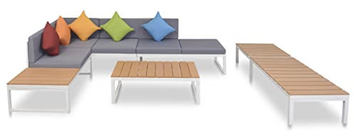 vidaXL Loungegrupp för trädgården med dynor 5 delar aluminium WPC
