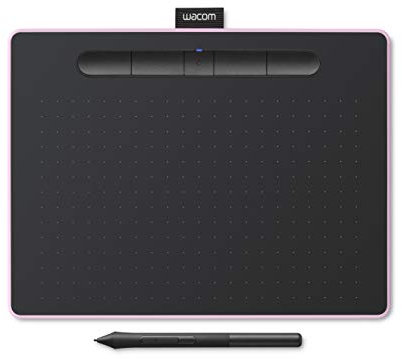 Wacom Intuos M, Bluetooth Pen Tablet, wireless graphic tablet for painting, sketching and photo retouching with 5 creative software downloads, berry pink – ideal for work from home and remote learning