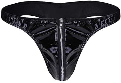 TiaoBug Jockstrap Uomo Intimo Sexy Perizoma Mutande Slip Tanga String Thong Sospensorio con Cerniera Maschile Hot Sport Sportivo Biancheria Intima Lingerie Underwear Nero XL