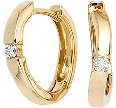 Jobo Damen-Creolen aus 14 Karat 585 Gold mit 2 Diamanten