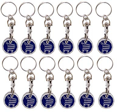 UK Phoenix 12 x Shopping Trolley £1 Token Coin Keyring - New £1 Coin 12 Edge Shape (12 x Funky Trolley)