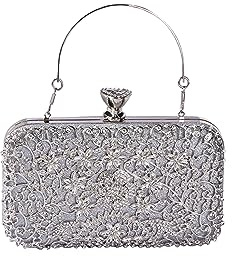CORIOS Sac de Soirée en Strass pour Femme Diamond Embrayage Sacs à Main D'épaule de Mariée Sacs Fourre-Tout Élégant Pochette Portefeuille pour Mariage Cocktail Fête Ceremonie Argent