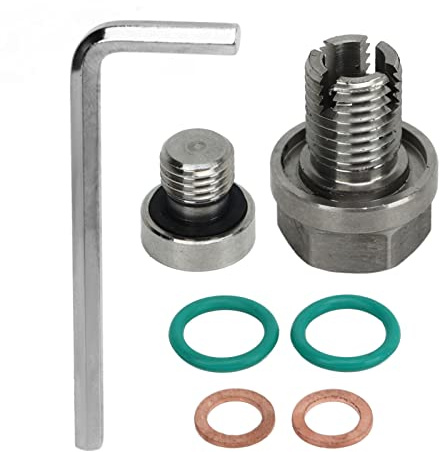 Bouchon de Vidange D'huile Surdimensionné en Acier Inoxydable Kit de Réparation de Filetage de Carter D'huile avec Clé Hexagonale et Joint Torique