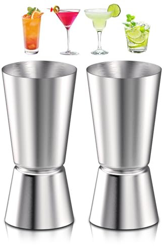 Set of 2 Spirit Measures 25/50ml, 304 Stainless Steel Double Cocktail Jigger, Alcohol Measure for Spirits, Drinks Measure for Bar Party Wine Cocktail Jigger Shaker, Spirit Measures 25ml 50ml