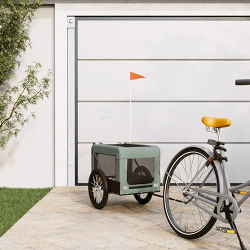 ZEYUAN Rimorchio da Bici per Cani Grigio e Nero Oxford e Ferro,Rimorchio da Bici per Cani,Rimorchi per Bicicletta per Cani(SPU:93916)