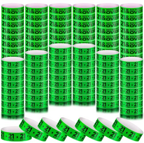 1200 Stück über 21 Armbänder, Papier, Veranstaltungsarmbänder, farbige Event-Armbänder, wasserdichte Papierarmbänder, leichtes Papier, Identifikationsarmbänder (grün)