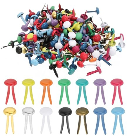 PATIKIL 400 Stück Musterbeutelklammern 5 x 9 mm Mini Brads Metall Rundkopfklammern Briefklammern Musterklammern Scrapbooking für Kunst Basteln Handwerk DIY-Projekte PapierMehrfarbig
