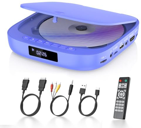 Reproductor DVD Mini Desobry, Reproductor DVD de televisión 1080P, región con HDMI, Incluye Cable HDMI/RCA y Control Remoto, admite Entrada USB/TF