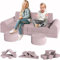 Clevich 14-Teilige Modulare Kinderspielcouch, Kindersofa aus Schaumstoff Bausteine, Spielsofa zum Lernen & Spielen, Kuschelecke im Kinderzimmer, Softbausteine für Kinderzimmer oder Spielzimmer (Rosa)