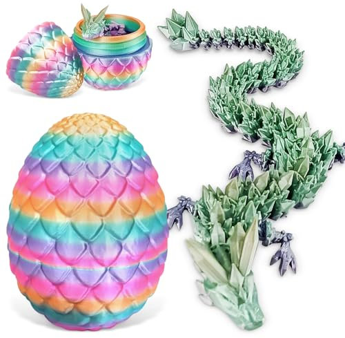 Beibeijia 3D Gedrucktes Drachenei, Drachenei mit Drache, Geheimnisvolle Drachen Spielzeug, Beweglicher Drache, Geschenke Beweglicher Drachen Figuren für Easter Dekoration (Bonbonfarbe)