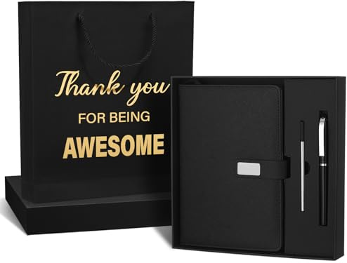 Sayglossy Thank You Gifts for Women Men, Employee Appreciation Gift for Coworkers, Thank You for Being Awesome Notebook and Pen Gift Box for Office, Coworker, Employee, Teacher, Nurse