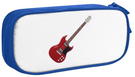 GMSGHJHDR Gitarr 3D-tryck stor kapacitet pennfodral, skola skrivbordsmaterial organiseringsväska med fack dragkedja, pennfodral för flickor pojkar studenter college kontor, BLÅ, En storlek
