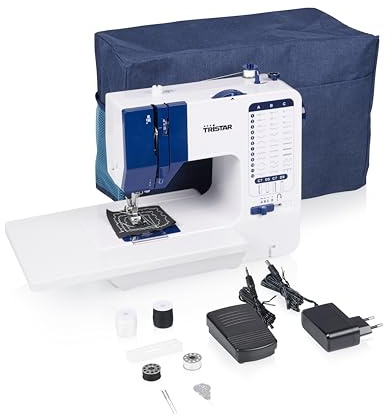 Tristar Macchina da Cucire con 38 Punti, Tavolo Estensibile, Braccio Libero, Luce LED, Infila-Ago Automatico, Tagliafilo, Controllo Velocità, Compatta e Facile, SM-6005