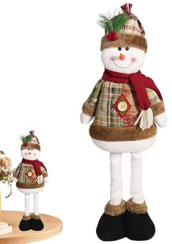 Santa Claus Decor | Snowman Decor Christmas Standing Snowman with Extendable Legs, Standing Figure, Christmas Home for Tree, Table