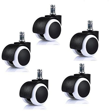 TSACTE Ruota Ricambio 5PCS Sedia Ufficio Sedia a rotelle PU Morbida con rotelle Ruote 11 mm Standard Dimensione Facile da ruotare Il compito Sedia/Poltrona per Proteggere la Moquette/Legno Duro, 5 pz
