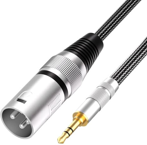 Tisino 3.5mm Mini jack to XLR Cable Unbalanced 1/8 inch Aux Stereo to XLR Male Adapter Microphone Cord - 50cm