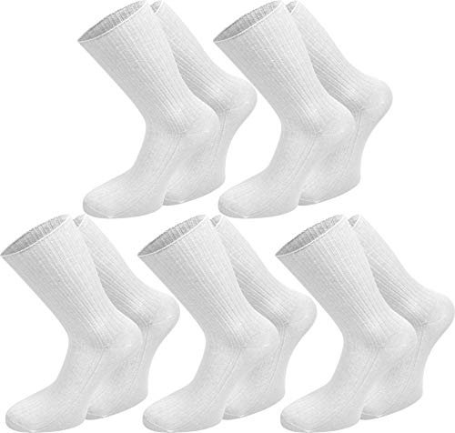 normani 10 Paar Socken aus 100 % Baumwolle – Damen und Herren - Weiche Alltags-Socken ohne Gummidruck – In Schwarz oder Weiß erhältlich Farbe Weiß Größe 35/38