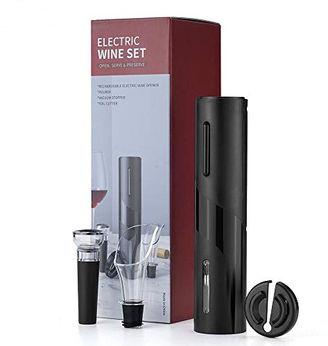 Kavydens Kit d'ouverture de bouteille de vin électrique rechargeable, bouchon de vide, coupe-feuille