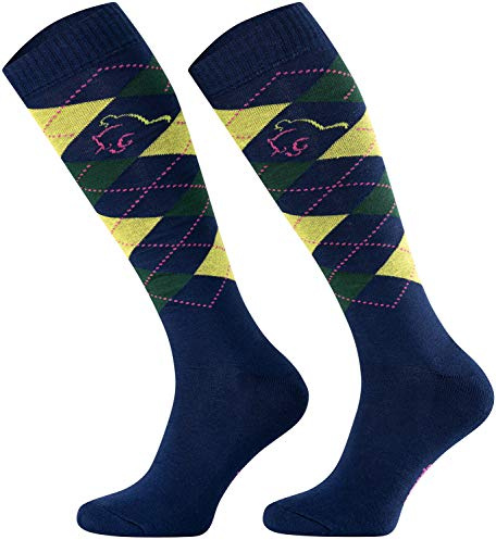 TODO Comodo Chaussettes d'équitation Carreaux STPDJ | Mi-Bas d'équitation | Coton Chaussette Equitation Femme, Enfant, Homme (STPDJ - RS18, 39-42)