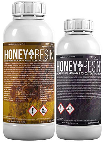 1,5 KG Honey Resin Epoxidharz Professional ArtWork & TopCoat Epoxy Resin Hochviskos I Schnellhärtend I Für Versiegelungen von Holz, Canvas, 3D Böden, Küchenarbeitsplatten, Resin Art