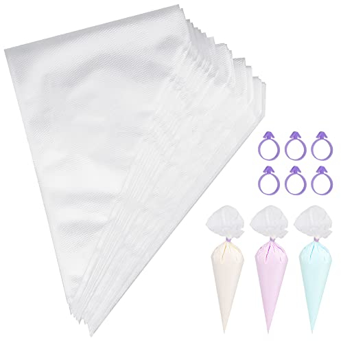 TAKUZA 200 Stück Spritzbeutel Einweg, Profi Einweg Spritzbeutel, Mittel Spritzbeutel für Dekorieren Von Gebäck, Torten Geeignet, Keksen, Hausbacken(Transparent)
