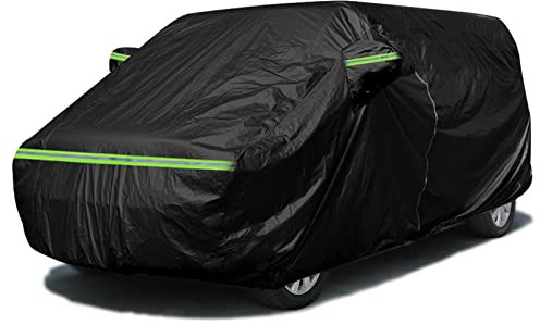 Autoabdeckung Vollgarage Abdeckplane Auto Kombipassend für VW T5 T6, 300D Atmungsaktiv LWB Autoabdeckung Große Car Cover Winter/Sommer mit Seitentür-Reißverschluss