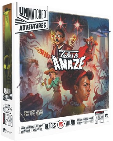 Restoration Games Unmatched Adventures Tales to Amaze - Cooperative Strategy Board Game for 1 to 4 Players - Heroes and Villains with Miniatures - 40-60 Min Playtime - Ages 9+