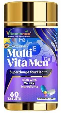 Vitaminnica Multi Vita Men – Advanced Multivitamin 60 Tablets for Men | Energy, Immunity, Muscle Function, Heart Health & Vitality | 25+ Essential Vitamins & Minerals