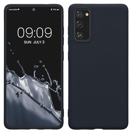 kwmobile Hülle kompatibel mit Samsung Galaxy S20 FE Hülle - weiches TPU Silikon Case - Cover geeignet für kabelloses Laden - Dunkelblau