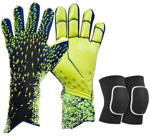 ChicSolis Torwarthandschuhe Kinder & Jugendliche mit Knieschoner: Junior Unisex Fußball Torwarthandschuhe Erwach Fußballhandschuhe - Tragbarkeit & Super Halt