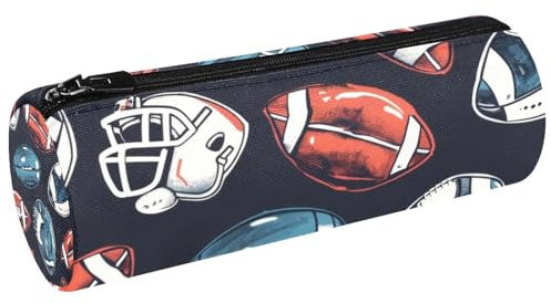 VAPOKF Federmäppchen aus Segeltuch, Motiv: American Football-Helme, Münzgeldbörse, Kosmetiktasche, Make-up-Tasche für Studenten, Schreibwaren, Schule, Büro, multi, 20x6.3cm/7.9x2.5in, Federmäppchen