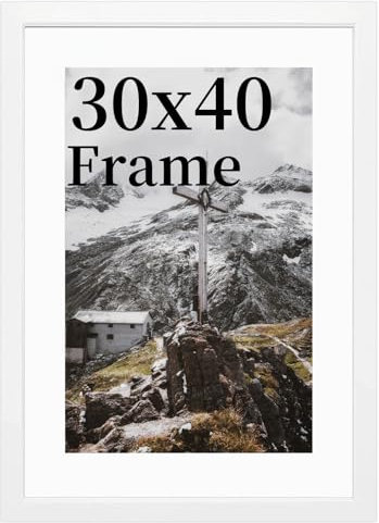 30x40cm Picture Frame, whitePicture Frames 30x40, White Wooden Frame with Clear Acrylic Glass,Poster Frame to Hang Portrait or Landscape, for Family Photos With Stand Table Top or Wall Hanging