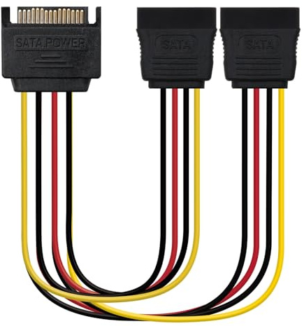 Blendend Cable de alimentación SATA, 20 cm, con conector SATA/M y 2xSATA/H, ideal para conectar dispositivos de almacenamiento.
