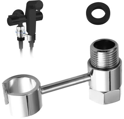 Support Pommeau de Douche, Support Douche Sans Percage Rotatif à 360° Argenté, Diamètre 20 mm Support Douchette Universel, Porte Pommeau de Douche en Acier Inoxydable pour Salle de Bain, WC (Argent)
