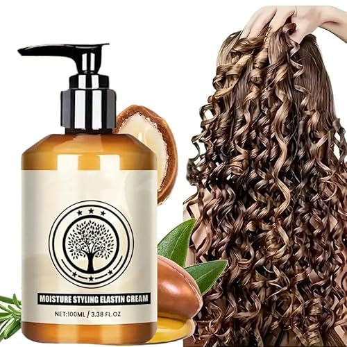 Curl Defining Cream, Moisturizer & Enhancer w/Almond, Jojoba & Argan Oil Moisturizing Hair Styling Paste, Elastic Styling Wax, Enhancer & Frizz Control For Curly Hair, Wavy Hair, Afro Hairstyles